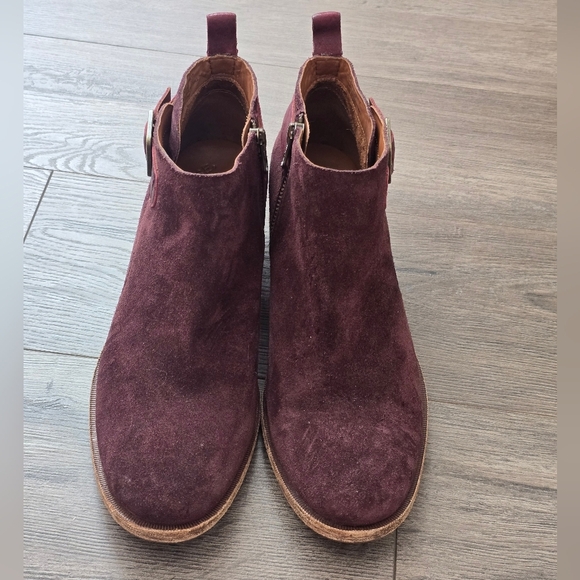 Kork-ease Deep Plum Leather Ankle Booties Size 8.5 Boho Weatern Fall - Picture 5 of 9